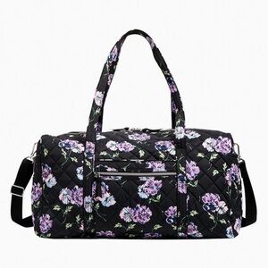 Vera Bradley Black Floral Quilted Travel Bag NWT